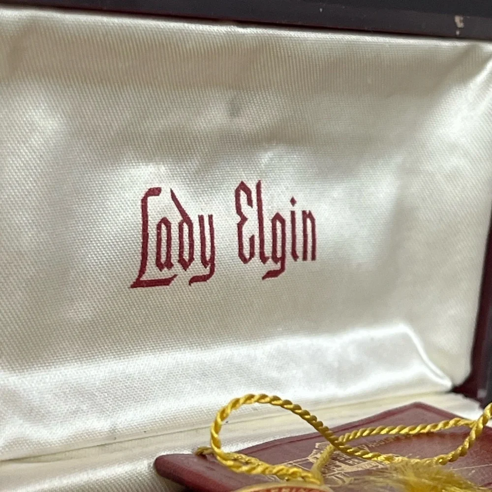 Vintage Lady Elgin Watch Box Only Velvet Lined Jewelry Watch Box - Picture 9 of 15